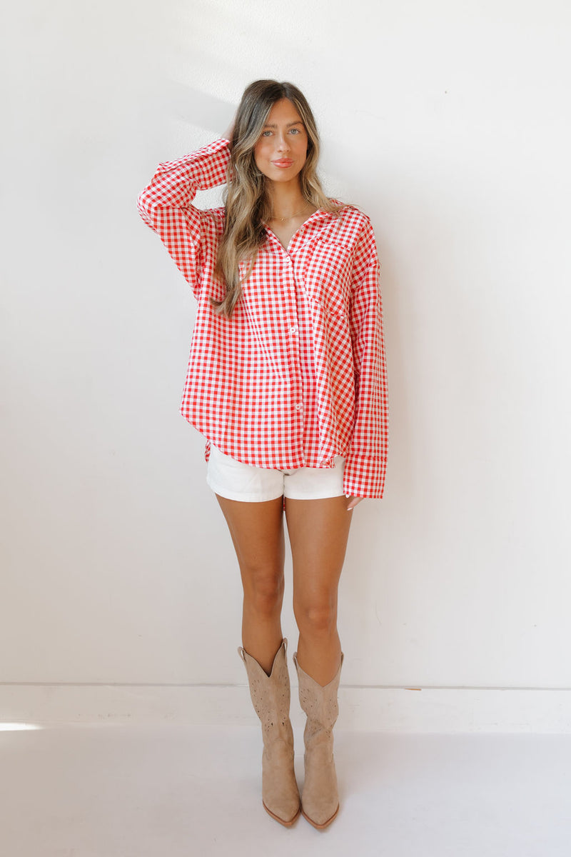 oversized gingham top