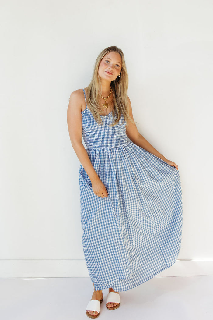 bluebell gingham maxi dress