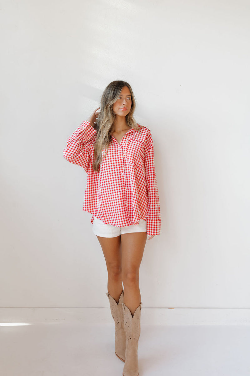 oversized gingham top