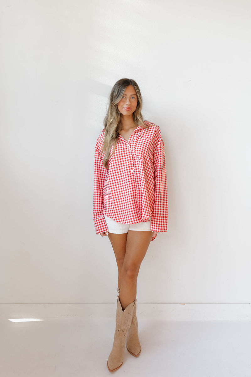 oversized gingham top