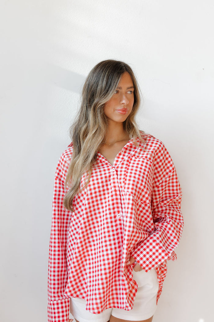 oversized gingham top