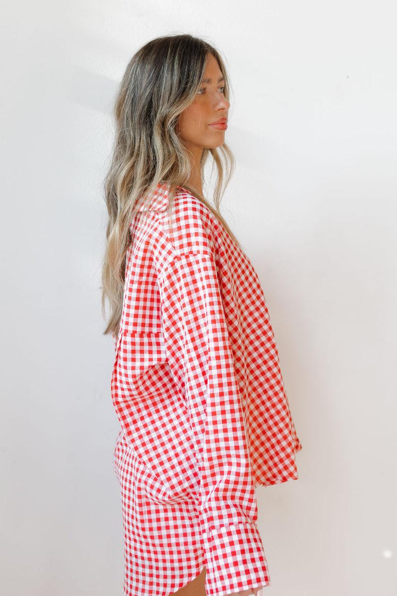oversized gingham top