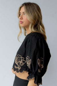 mode, lily embroidered top