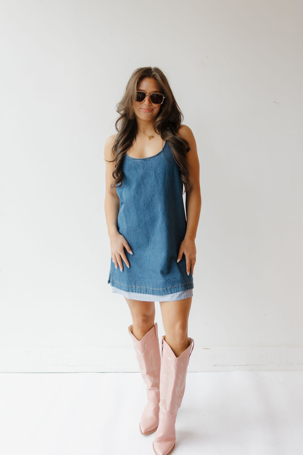 florence dress w/plaid hem