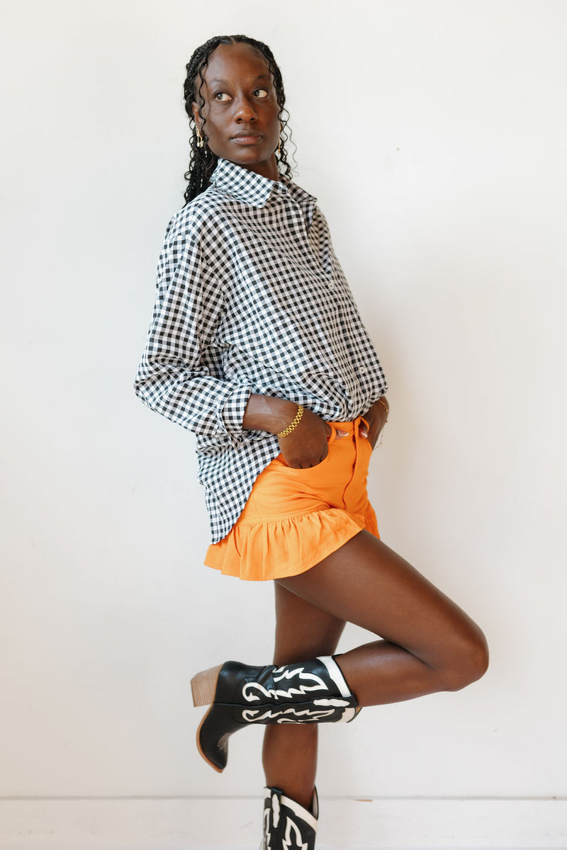 oversized gingham top
