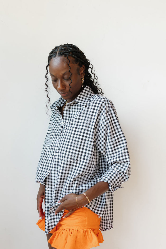 oversized gingham top
