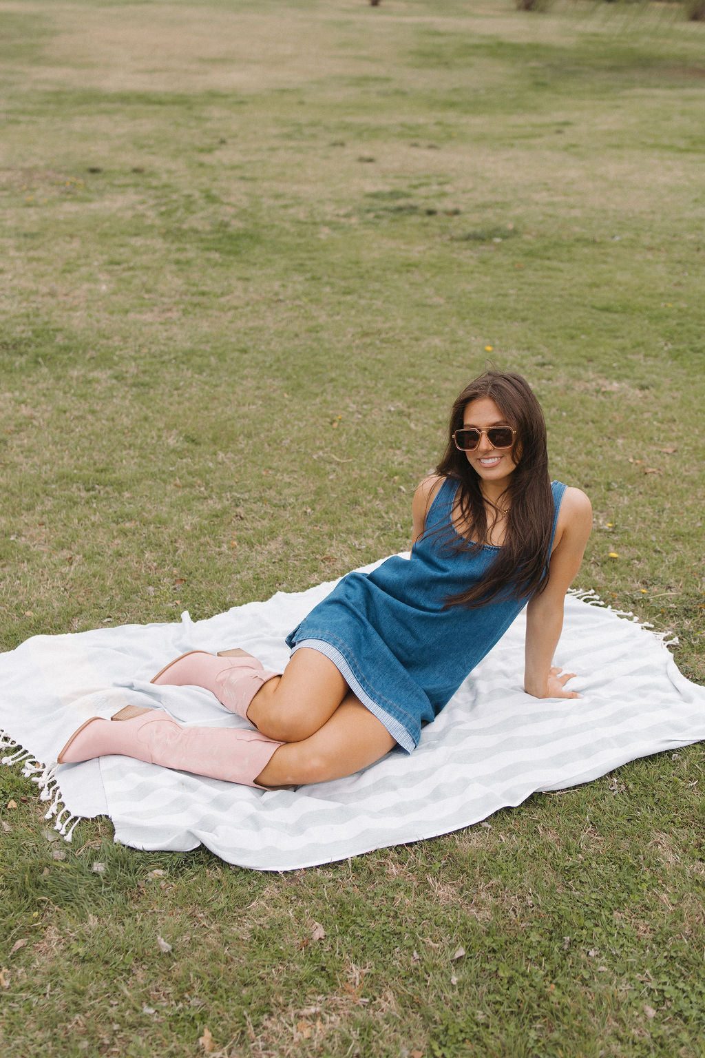 florence dress w/plaid hem