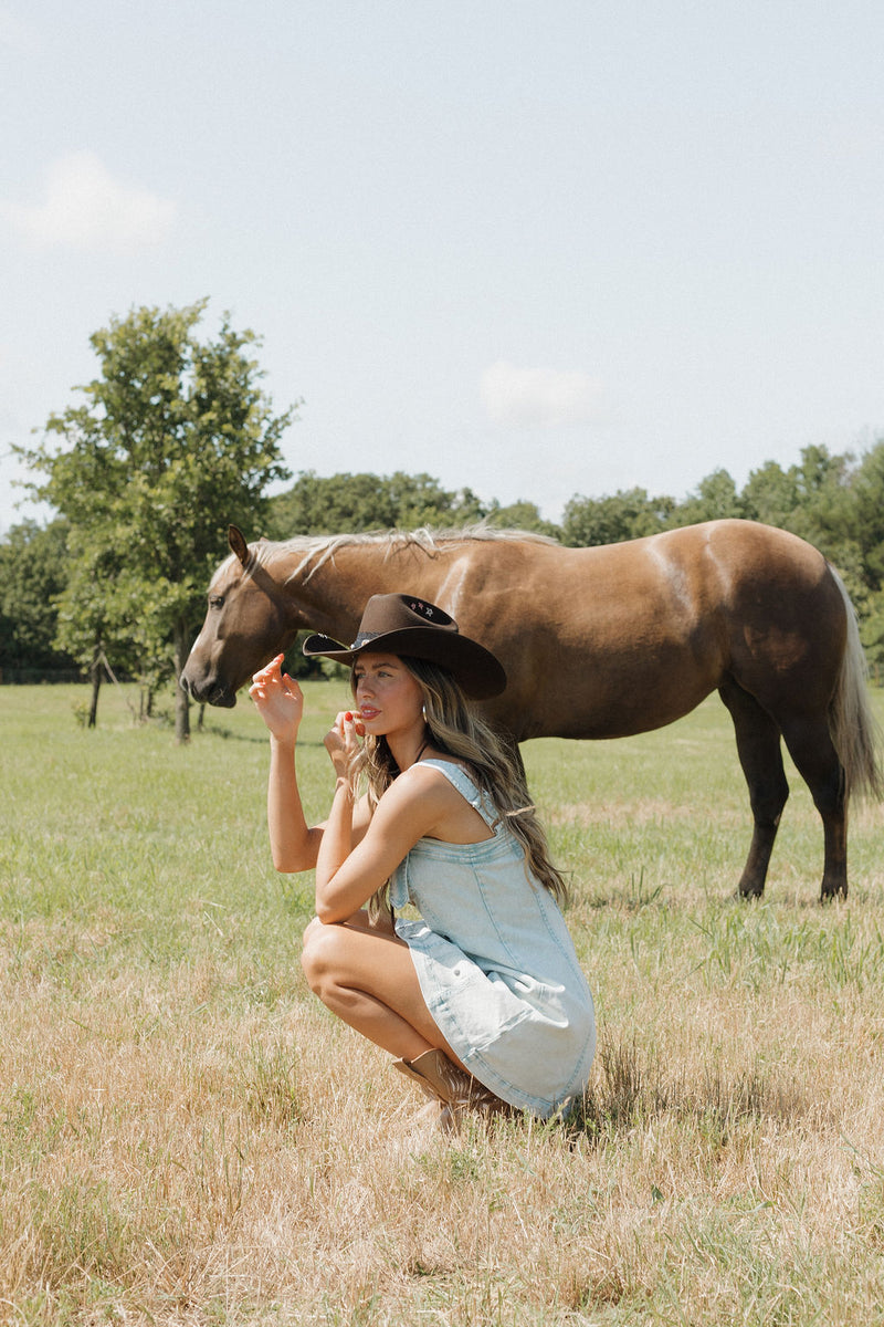 chase studded denim dress