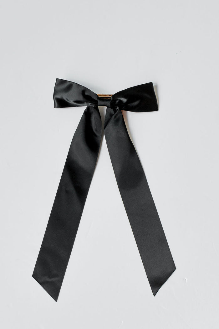 mode, sloane bow barrette - black