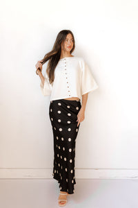 maisie satin midi skirt