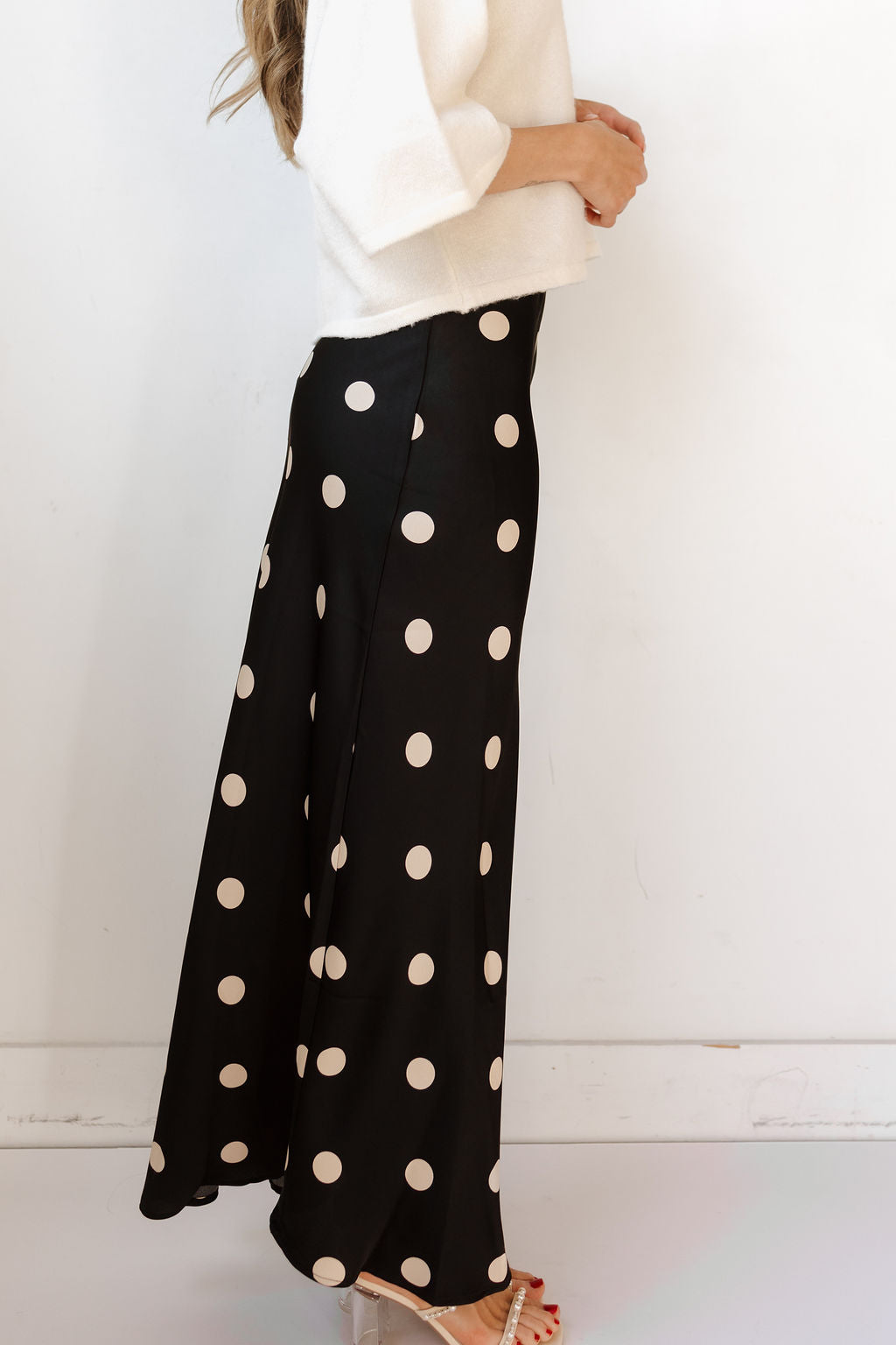 maisie satin midi skirt