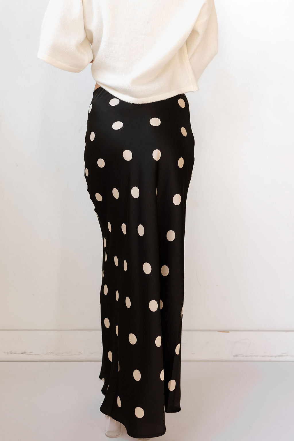 maisie satin midi skirt