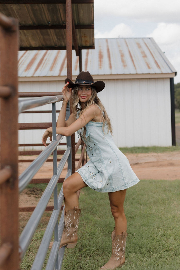 chase studded denim dress