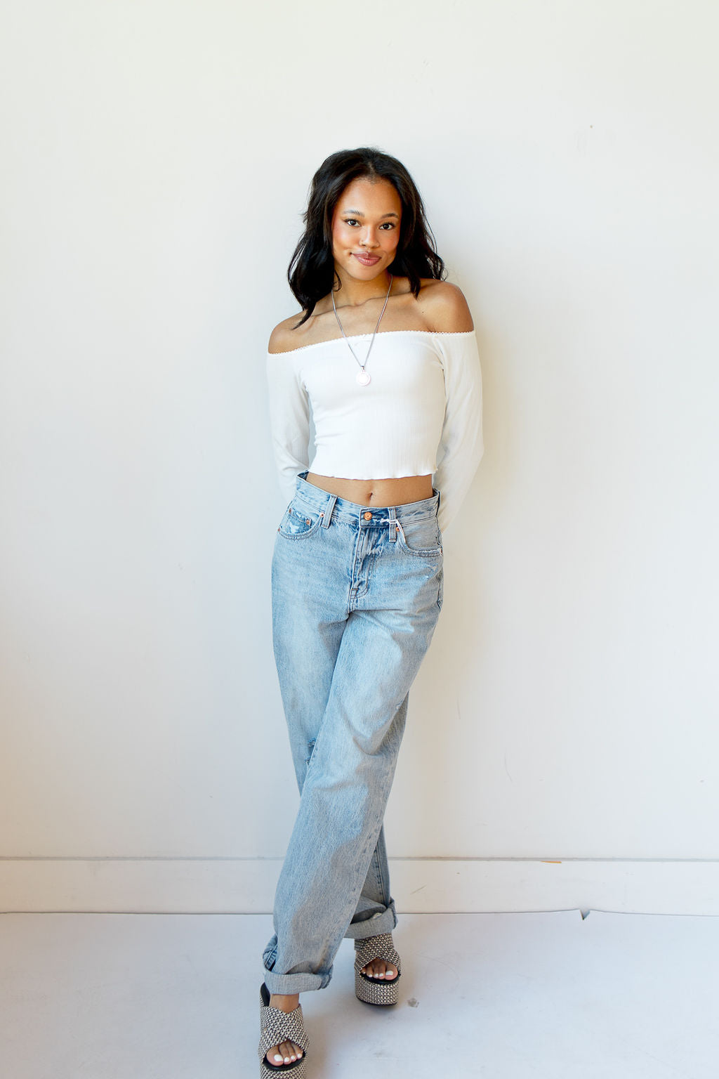 mode, luxe breeze off-shoulder top