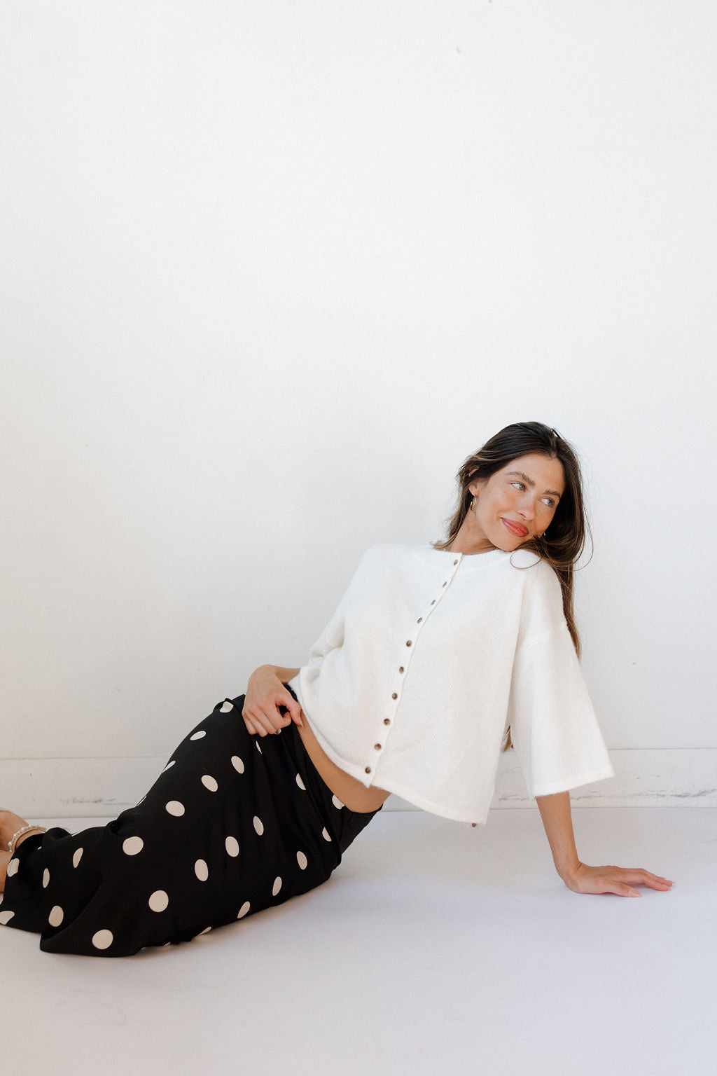 maisie satin midi skirt