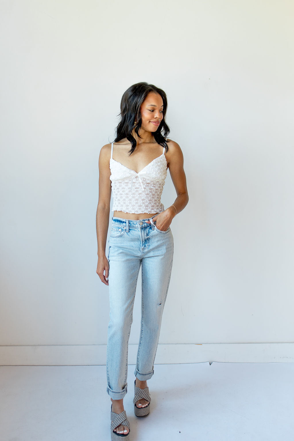 mode, ethereal lace tank
