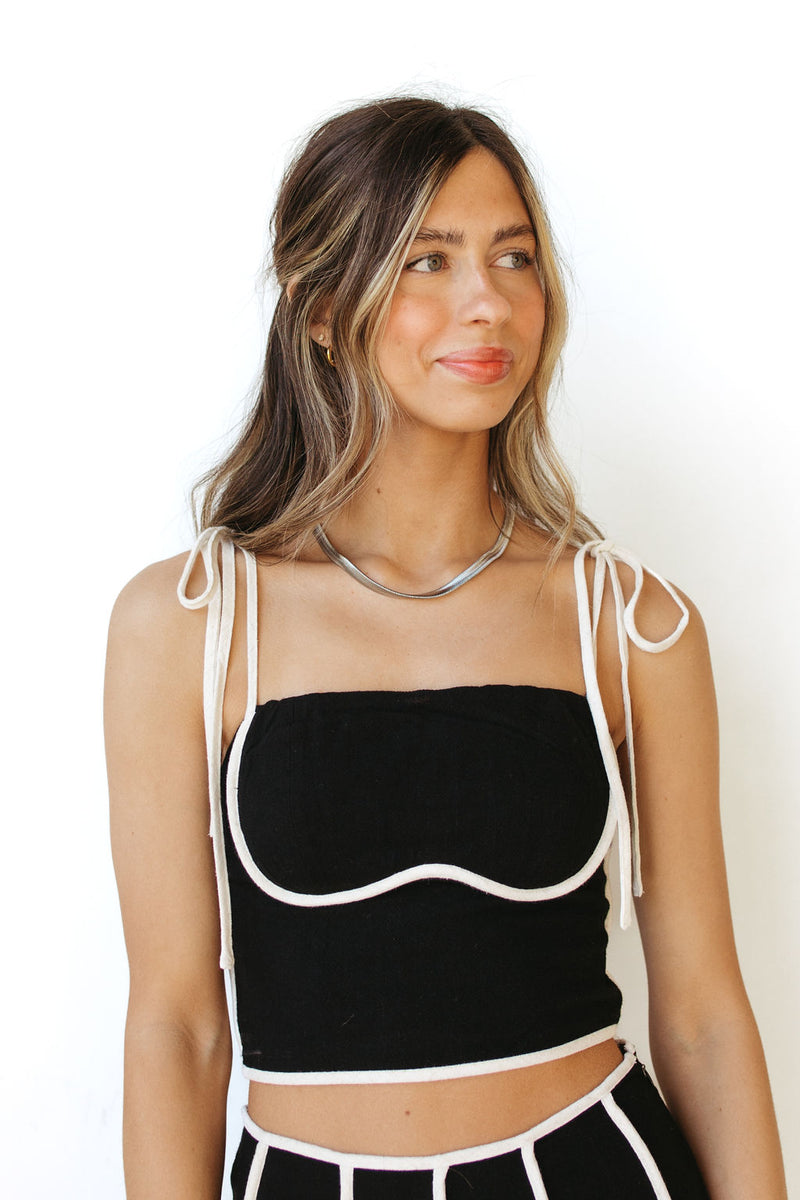 linen tie shoulder top