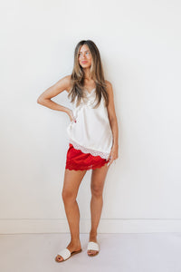 linacy lace trim mini skirt