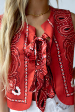 mode, presley front tie vest