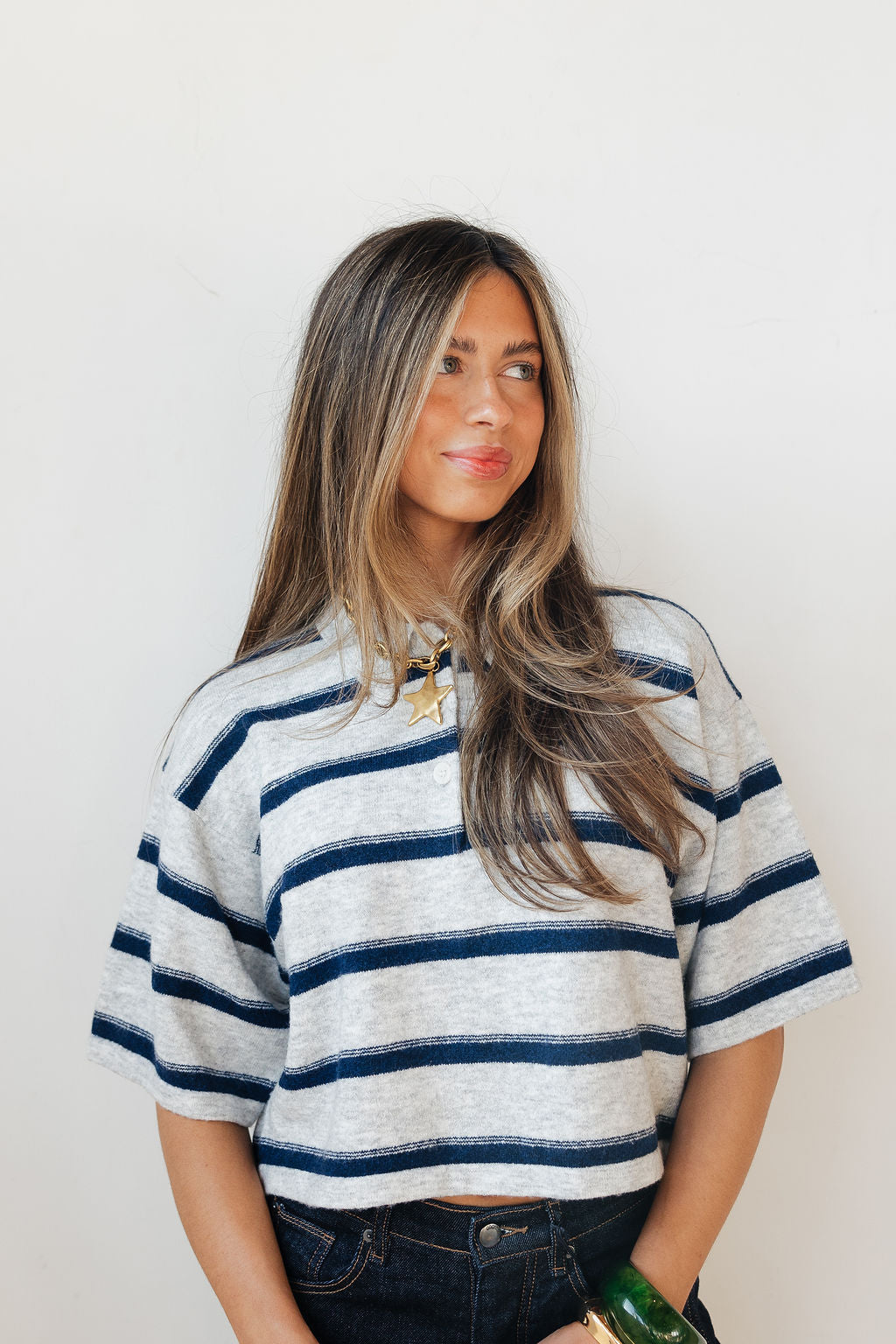 kit striped rugby polo sweater