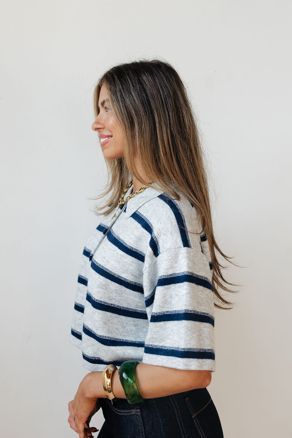 kit striped rugby polo sweater