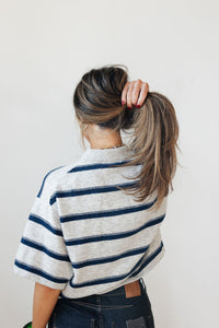 kit striped rugby polo sweater