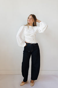 kam asymmetric ruched ruffle top