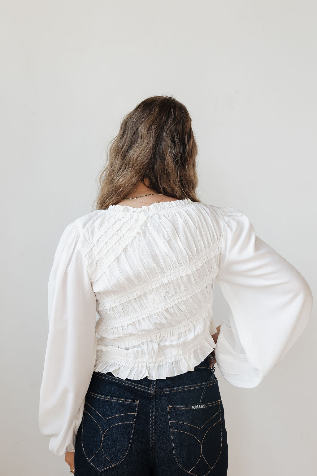 kam asymmetric ruched ruffle top