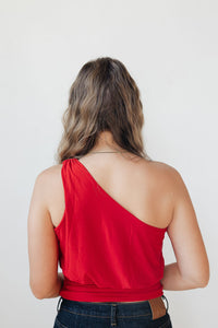 kelli one shoulder draped top