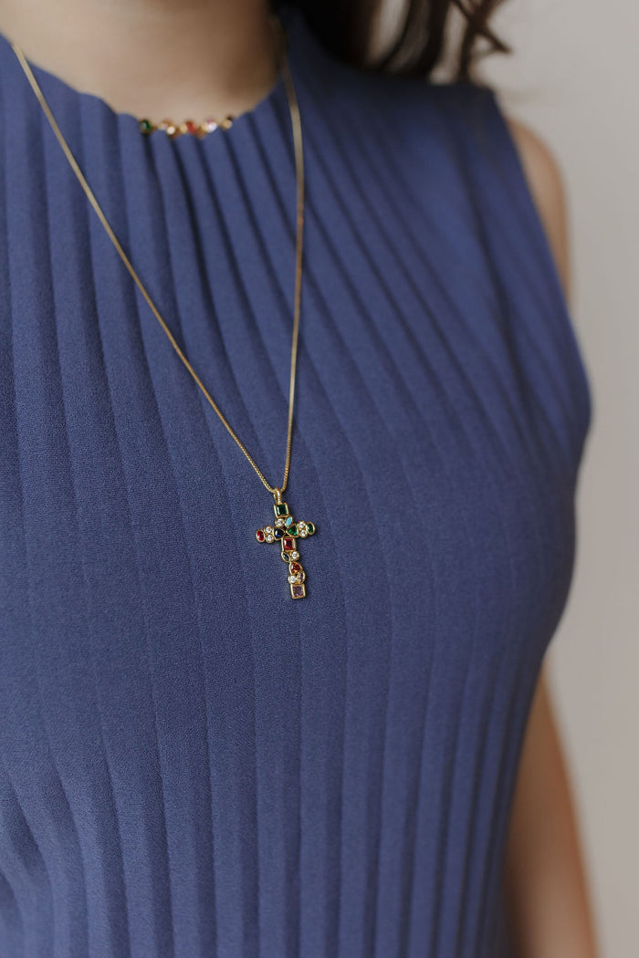 mosaic cross necklace