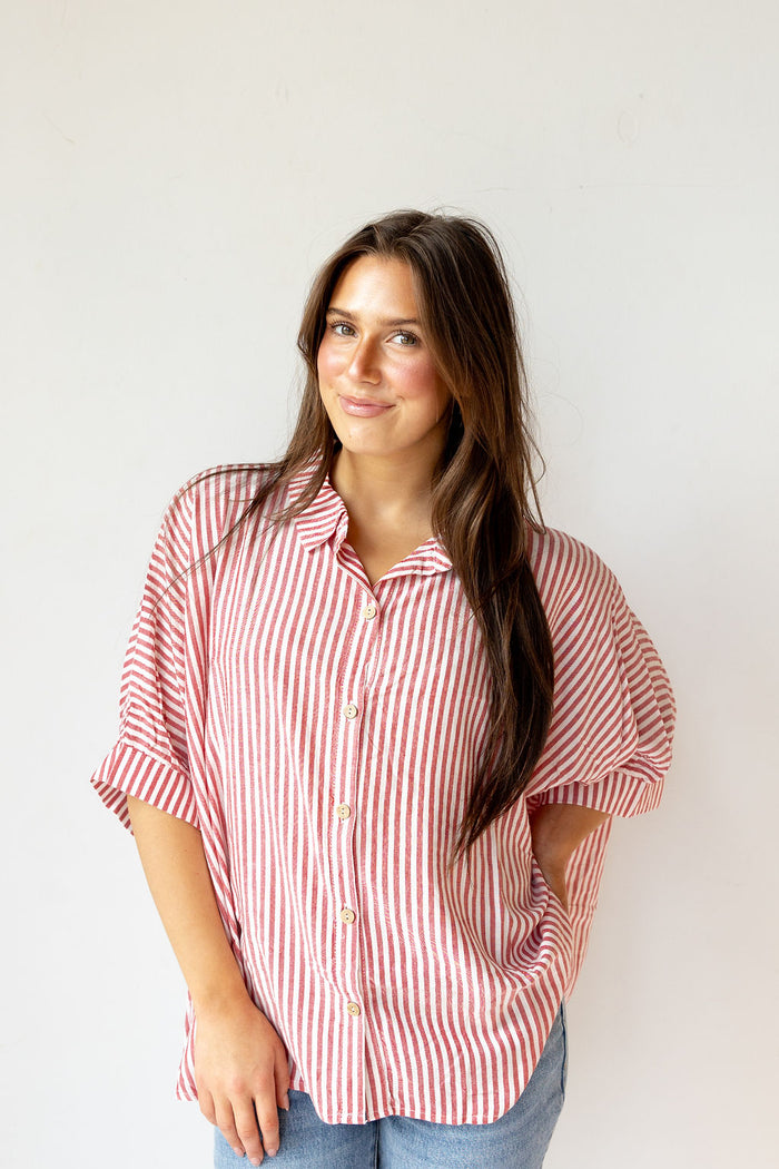 mandi oversized striped button up