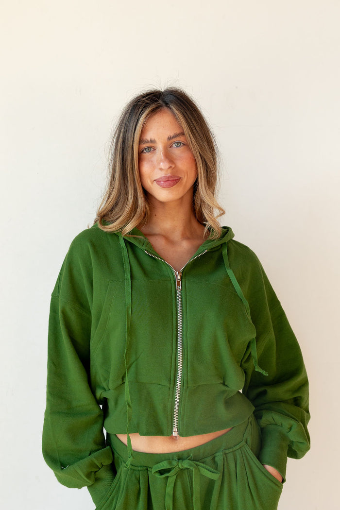 sutton cropped zip up hoodie