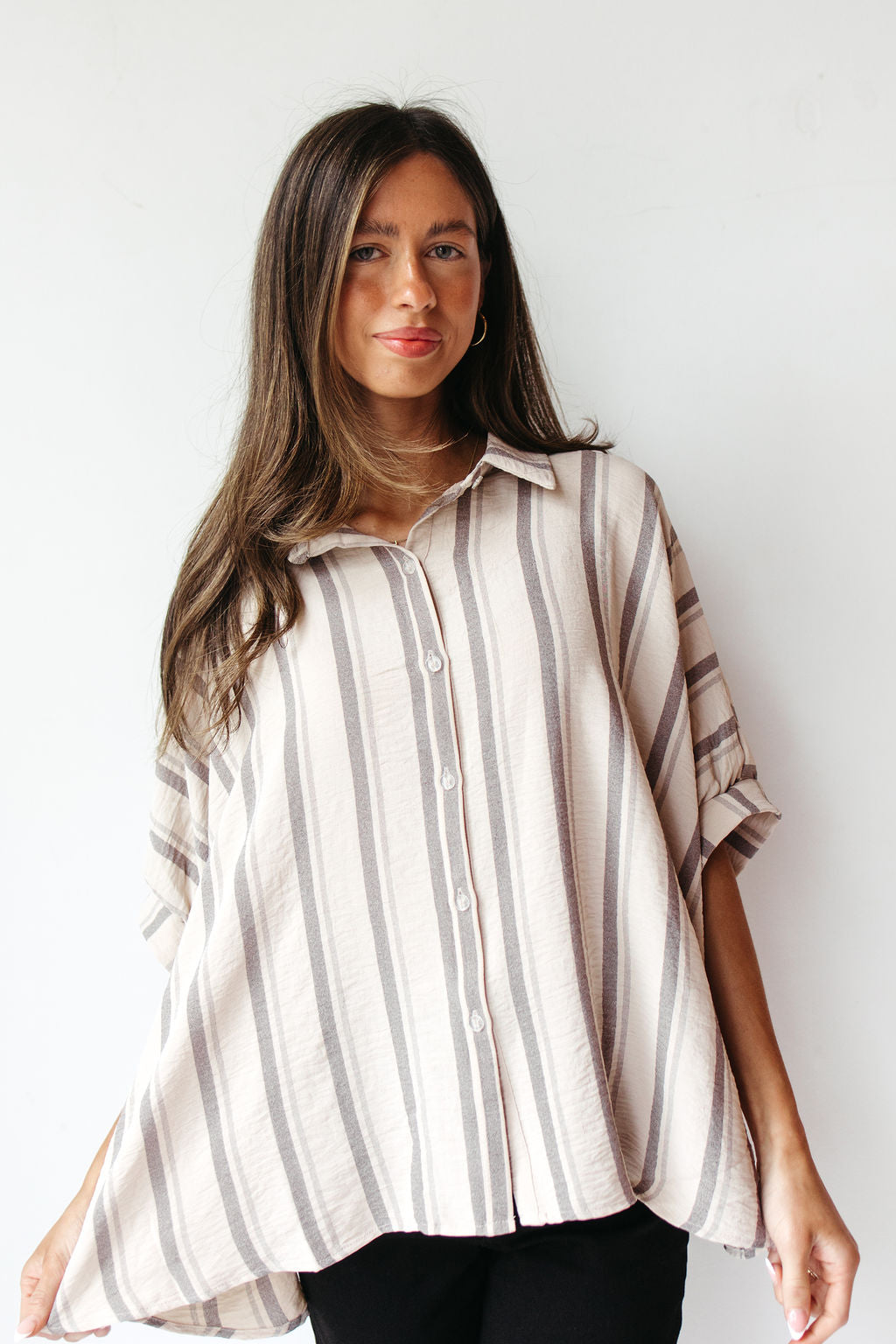 casey striped short sleeve button up