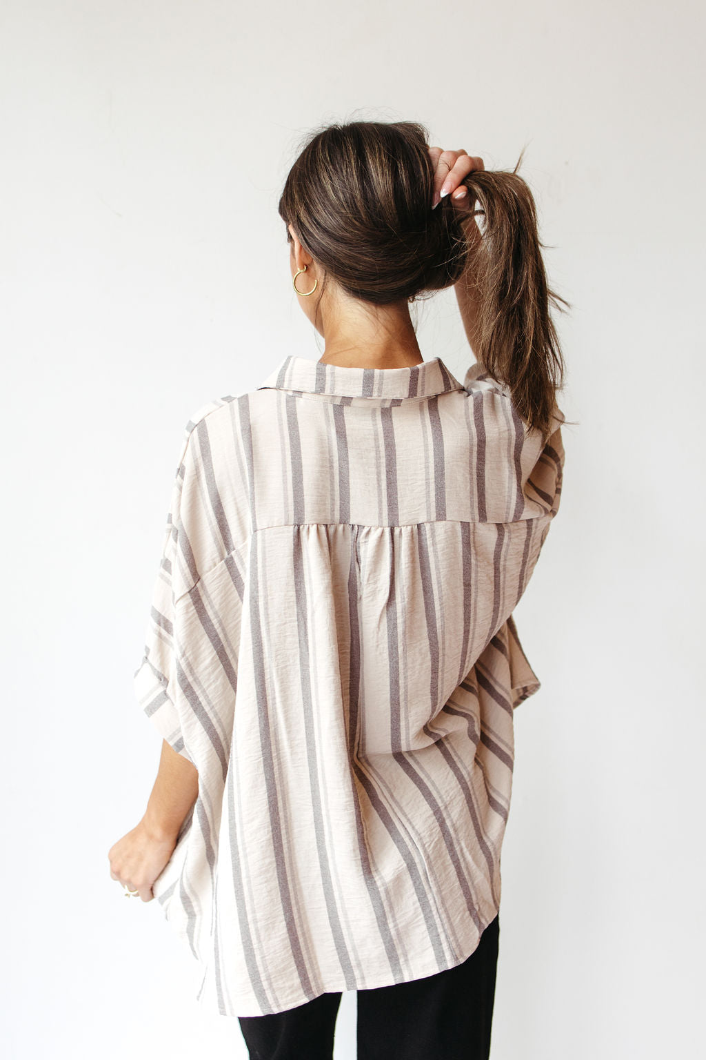 casey striped short sleeve button up