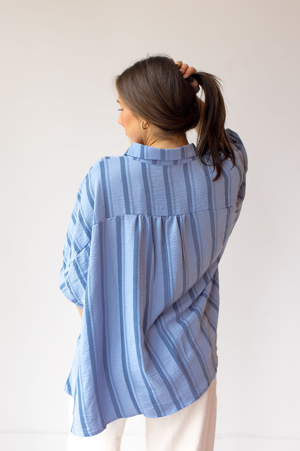 casey striped short sleeve button up