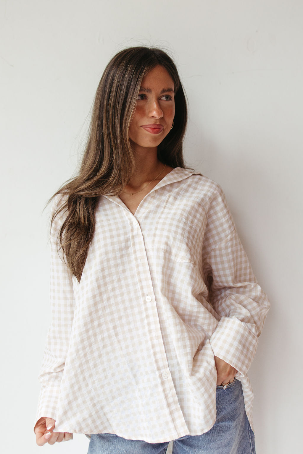oversized gingham top