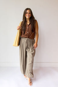 sam satin sleeveless button down