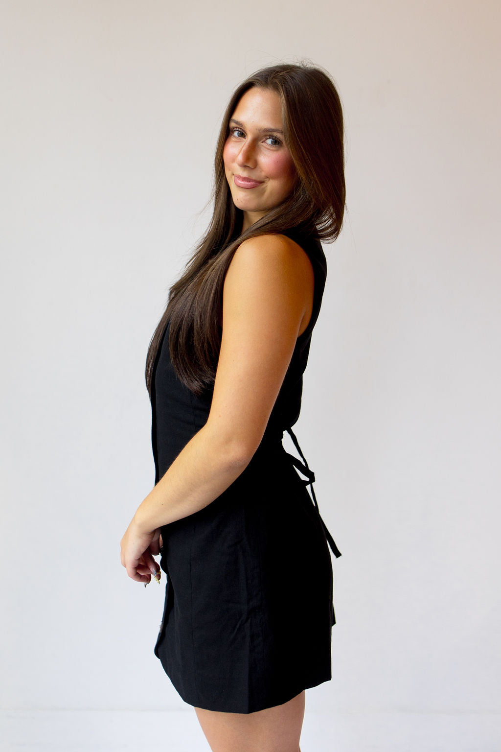 emily front button mini dress