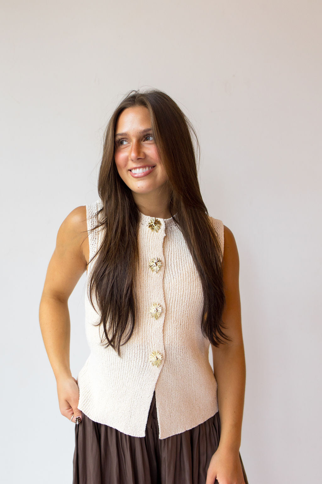 sonnie button down vest
