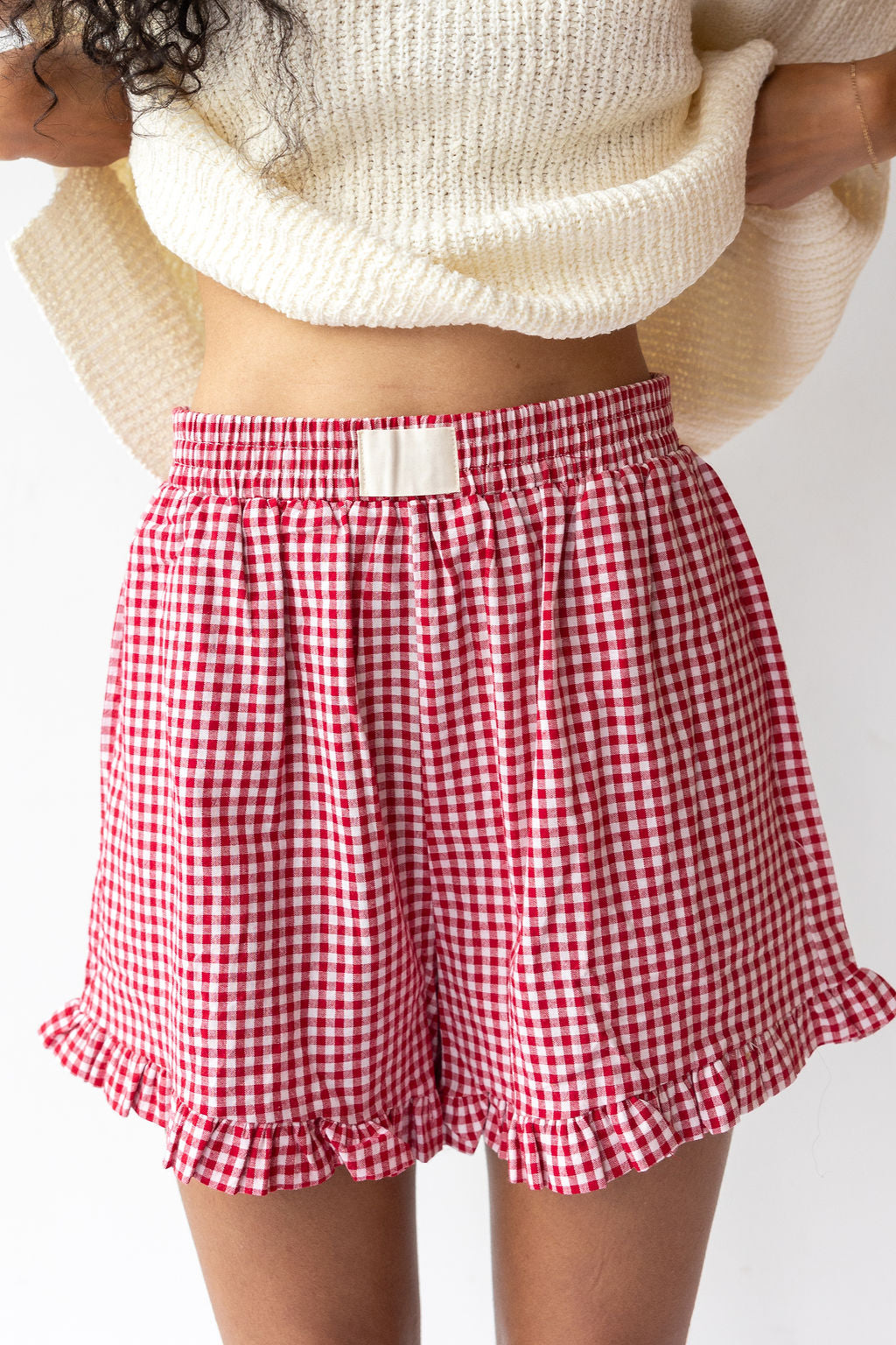 josie ruffled gingham shorts – mode