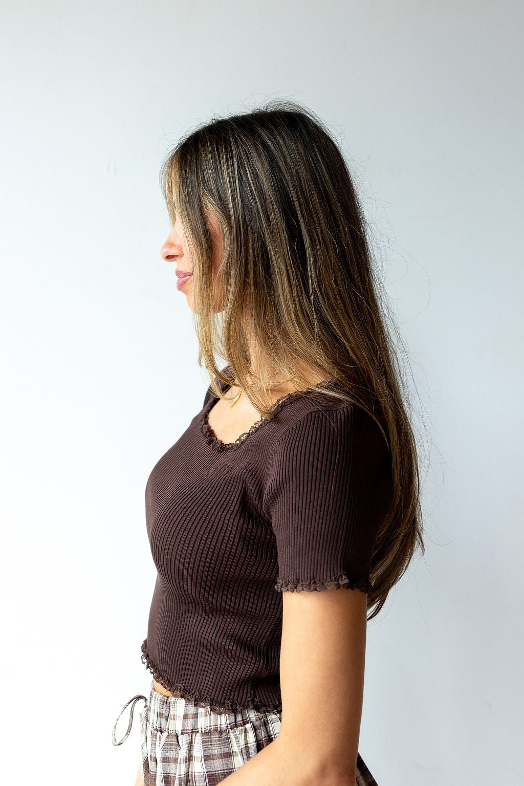 sara lace trim ribbed top