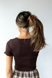 sara lace trim ribbed top