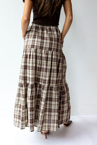 loren plaid tiered maxi skirt