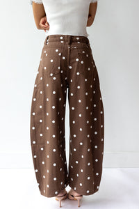 sable polka dot barrel jeans