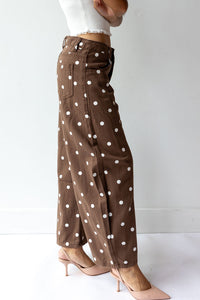 sable polka dot barrel jeans