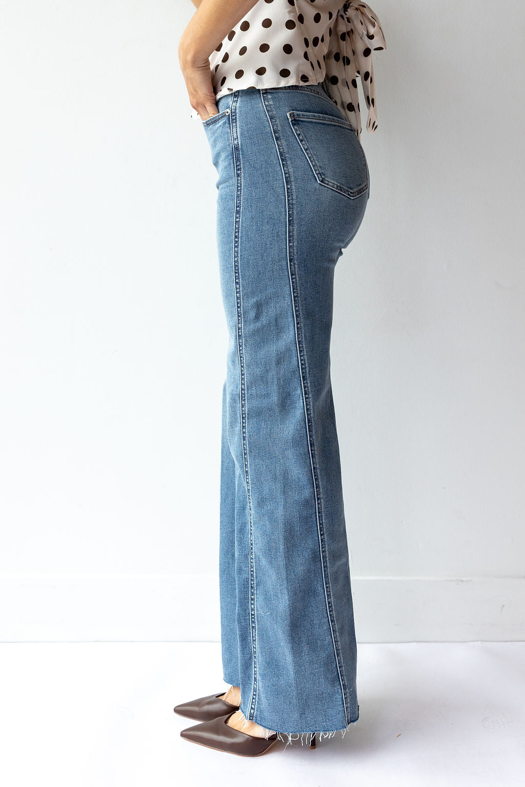 far out with seaming high rise wide leg