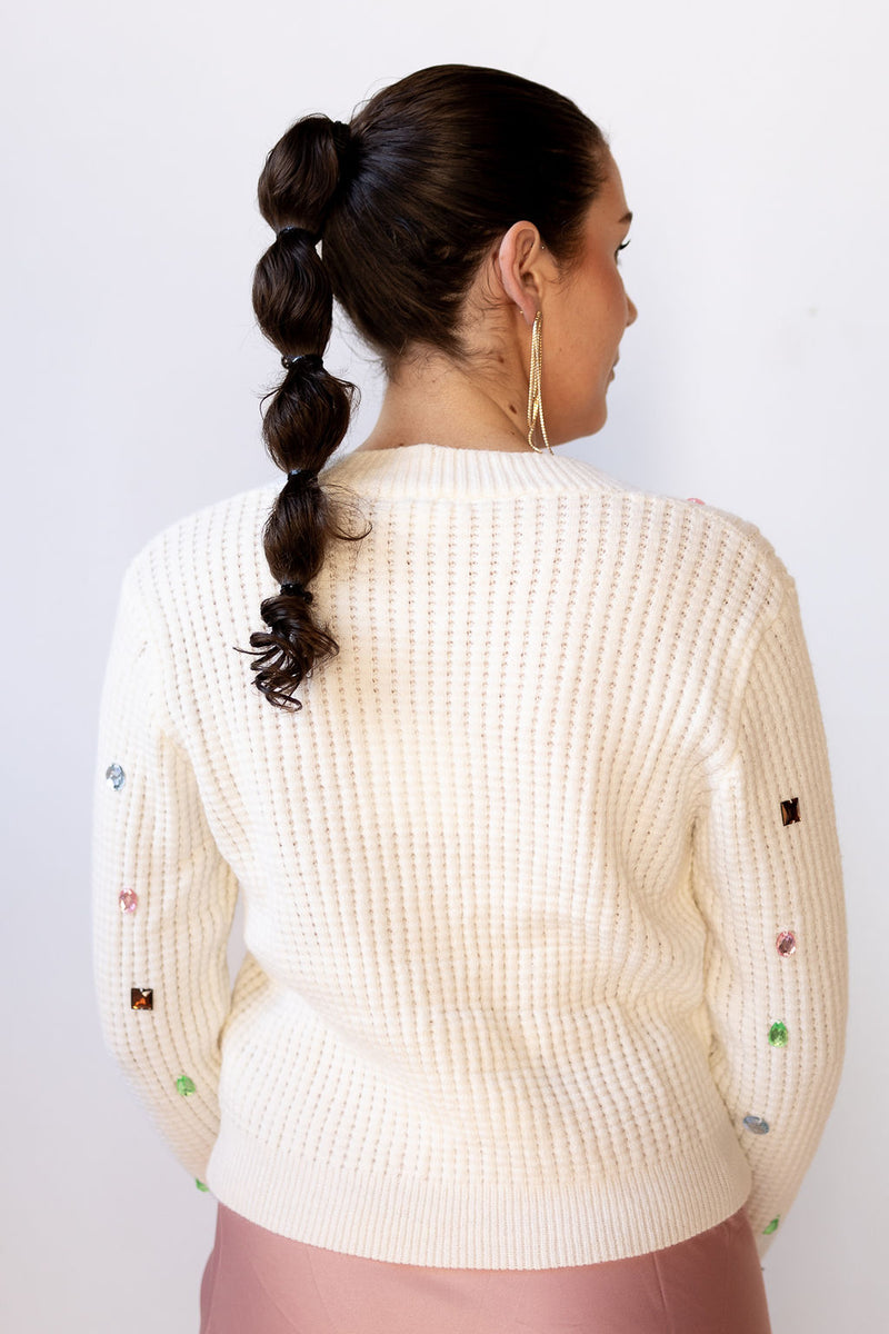 mode, jewels crop sweater