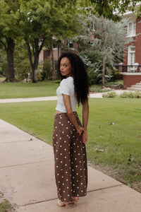 sable polka dot barrel jeans