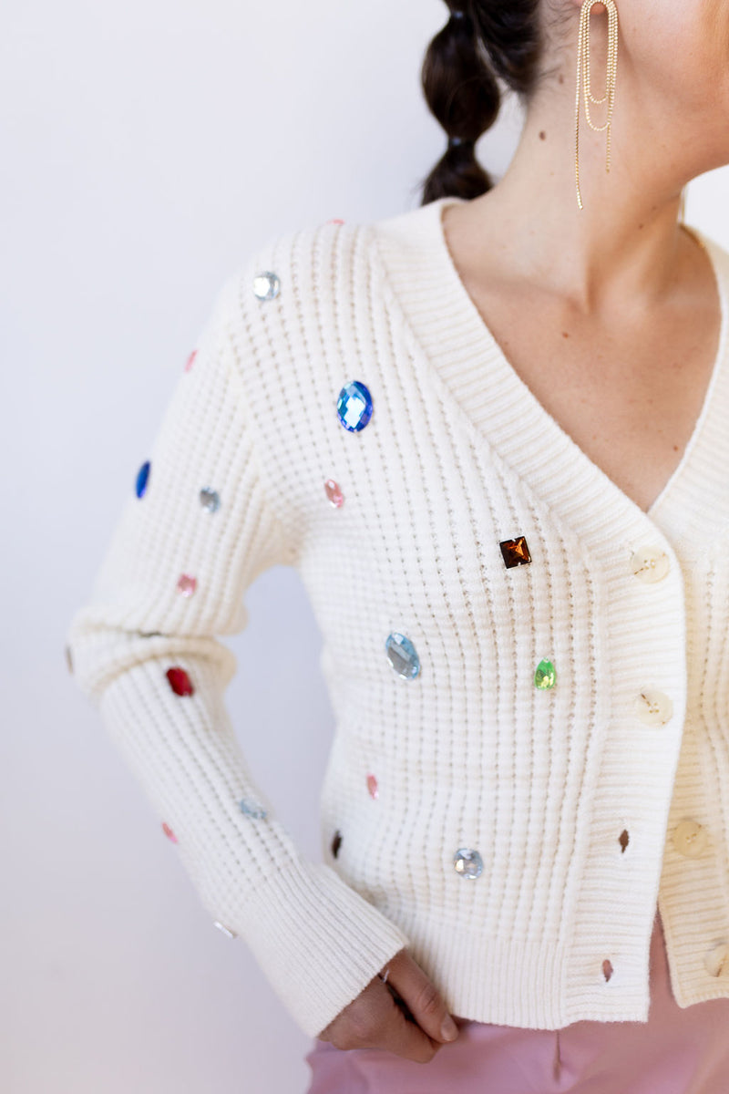 mode, jewels crop sweater