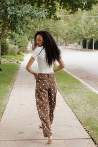 sable polka dot barrel jeans